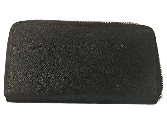 Cartera Bally de cuero negro con cierre de cremallera