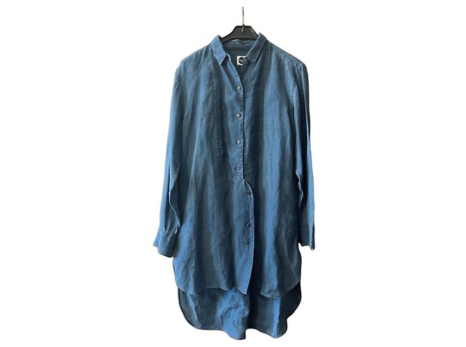 Autre Marque Bagutta Camicia Lunga Denim Blu