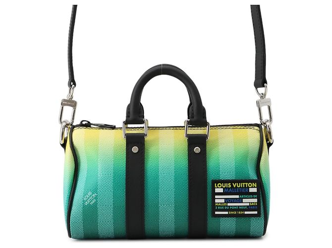 Borsa Louis Vuitton Damier Stripe Keepall XS Verde Giallo Damier ebene