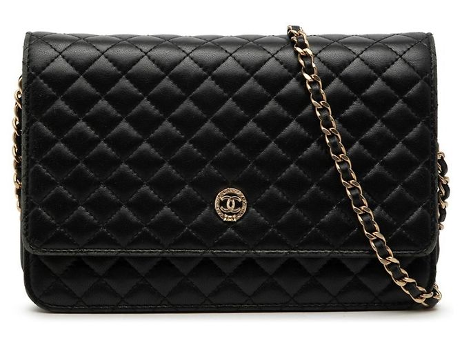 Borsa a tracolla con catena e portafoglio Chanel Coco Mark Micro Matelassé Nero