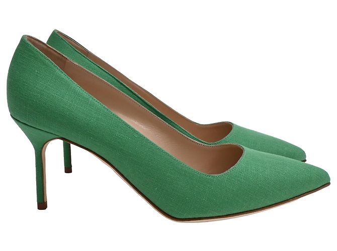 Stilettos Manolo Blahnik BB 70 en lino verde