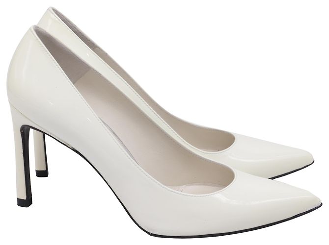 Stuart Weitzman Heist Pumps in White Patent Leather  Cream
