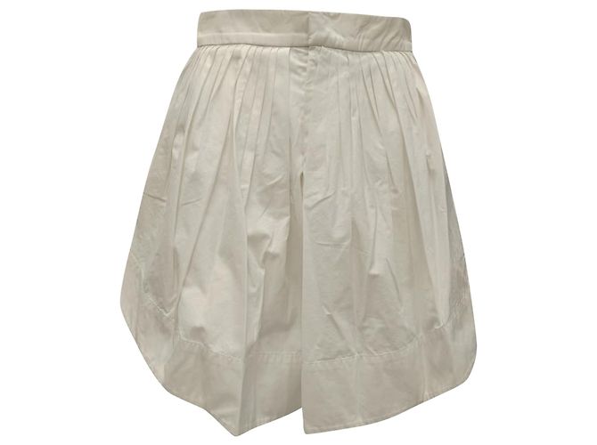 Short de cintura alta plissado Chloé em algodão branco Cru