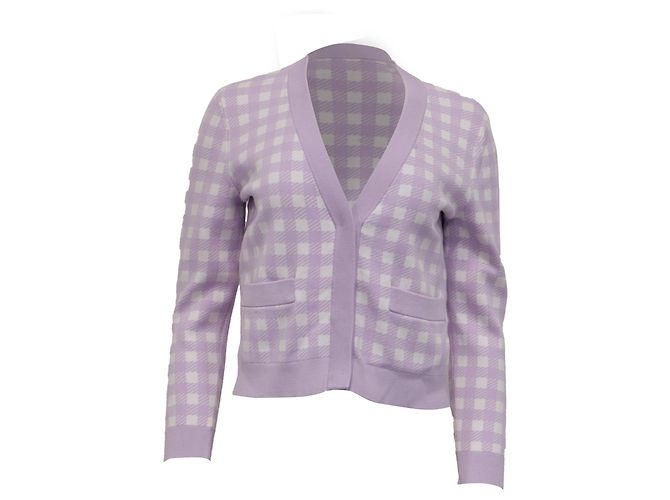 Cardigan xadrez Mystyle em viscose roxa da Maje