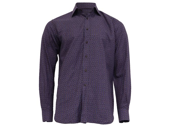 Camisa Etro de algodón violet texturizada con botones Púrpura