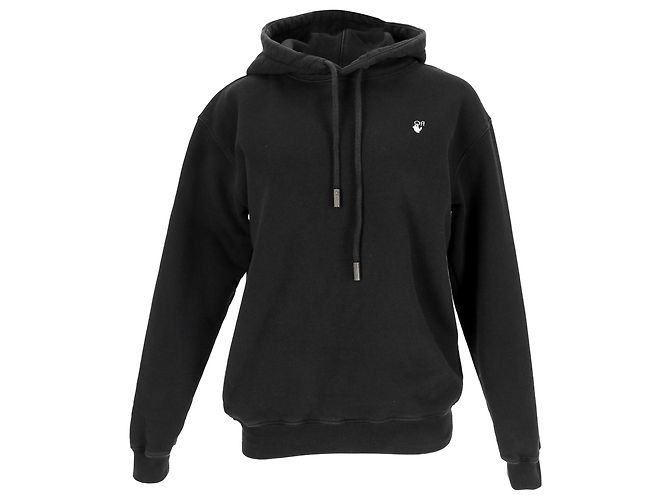 Off White Off-White Flock Arrow Hoodie aus schwarzer Baumwolle