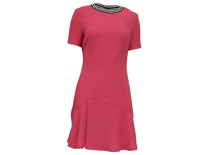 Sandro Reva Kurzarm Mini-Kleid aus rosa Polyester Braun Pink