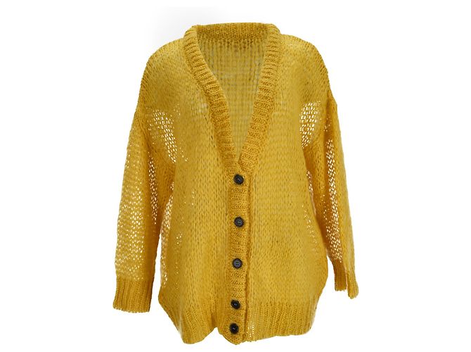 Marni Strickjacke aus gelber Mohairwolle
