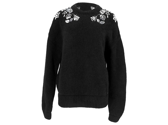 Dsquared2 Strickpullover aus schwarzer Alpakawolle mit Verzierungen