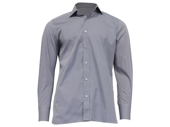 Tom Ford Stripe Button Down Shirt in Light Blue Cotton