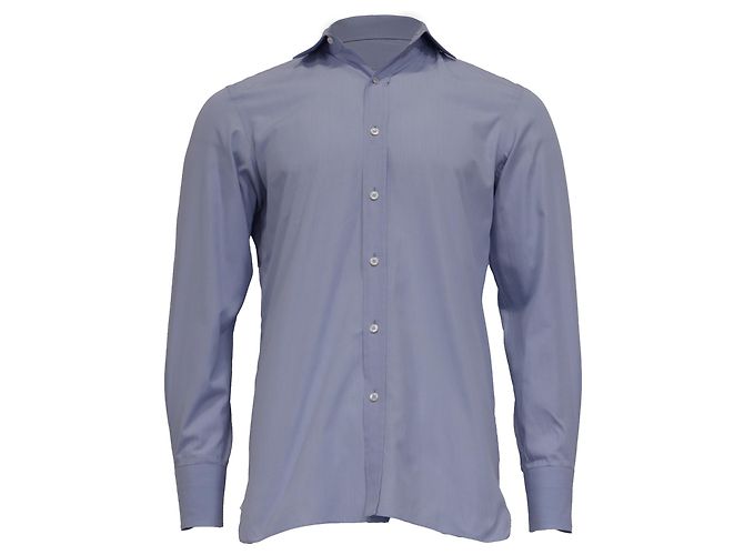 Tom Ford Button-Down-Hemd aus hellblauer Baumwolle 