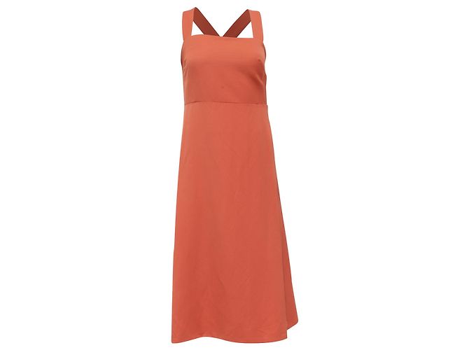 Theory Crossback Midi-Kleid in Orange aus Polyamid Koralle