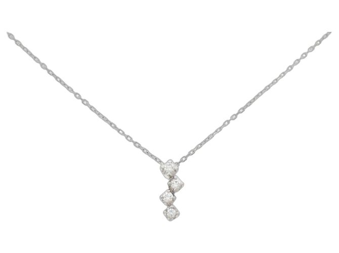 Autre Marque 4C Platin-Diamant-Halskette Silber