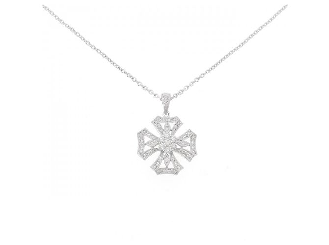 Autre Marque Colar de ouro branco Au750 e diamantes