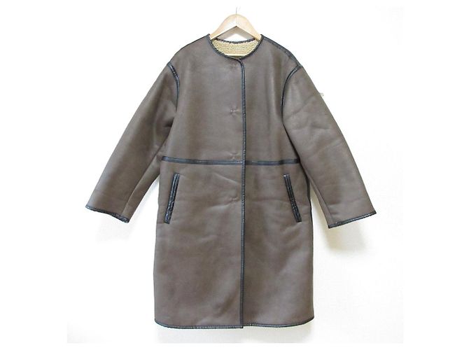 Autre Marque ENVÍO de cualquier abrigo largo de faux mouton Castaño