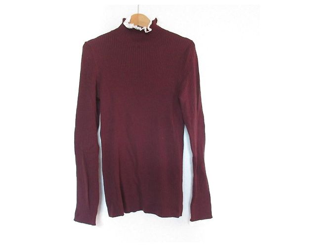 Autre Marque IENA Rollneck-Strickpullover mit Rippstrick Braun Bordeaux
