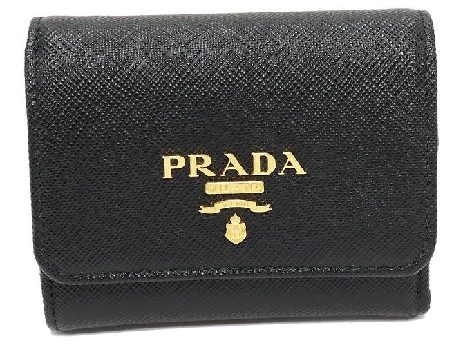 Prada 1MH043 Saffiano Carteira Compacta Preto