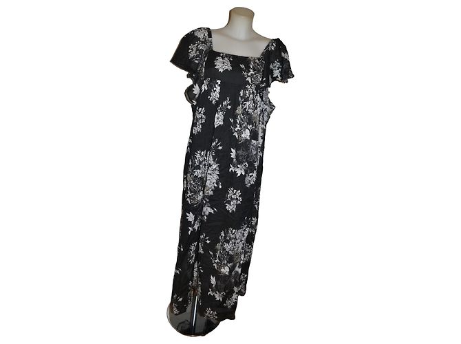 Twin Set langes Baumwollkleid schwarz weiß
