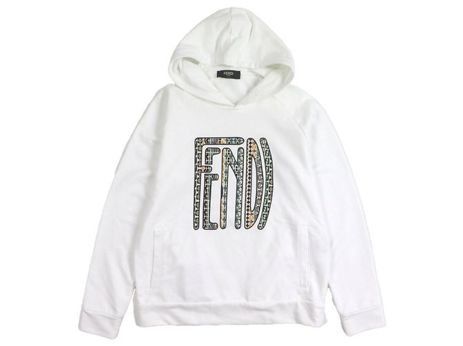 Fendi Baumwoll-Kapuzenpullover Weiß 
