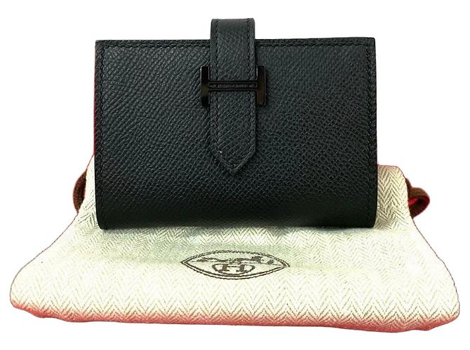 Béarn Hermès Bearn Kartenetui Monochrom Schwarz