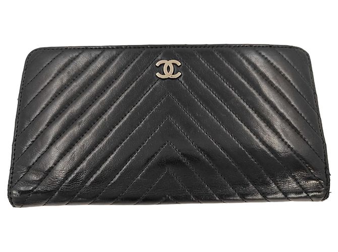 Chanel Compact Wallet Quilted Lambskin Black