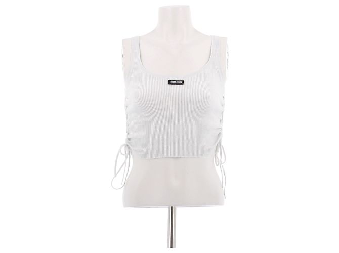 Canotta bianca in cotone Miu Miu Bianco