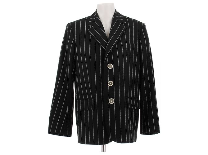 Marni Completo con blazer e pantaloncini neri a righe Nero