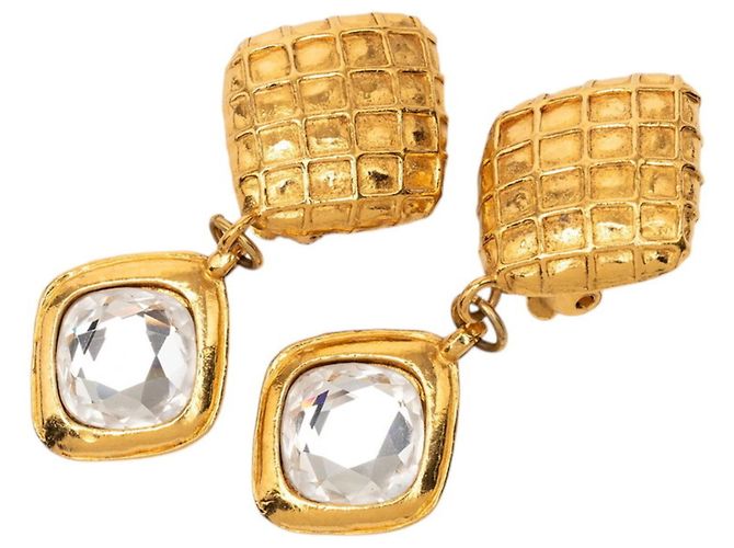Orecchini Chanel Matelassé Vintage Swing D'oro