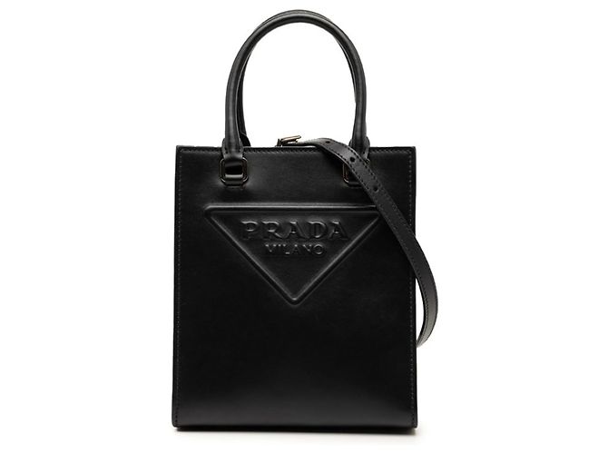 Mini sac à main avec logo Triangle Prada Noir