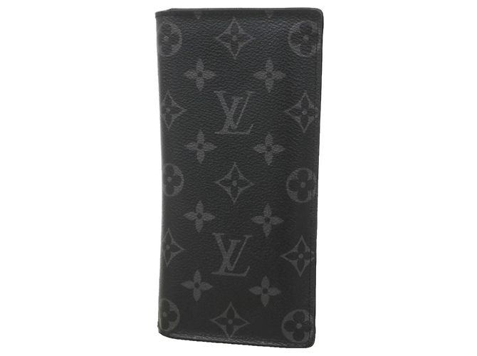 Portafoglio lungo Louis Vuitton Monogram Eclipse Brazza Nero