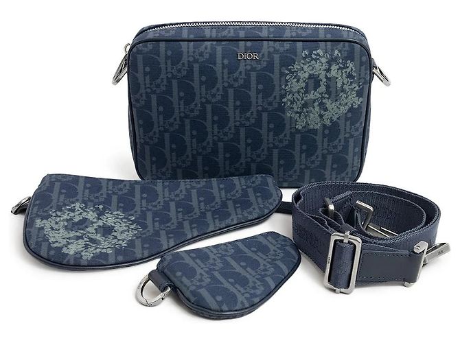 Sac Saddle Christian Dior Oblique Canvas Small Bleu
