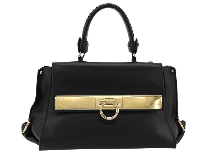Salvatore Ferragamo Sofia Satchel Leder Medium Schwarz