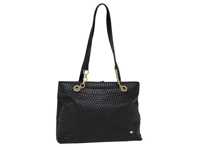 Bally Vintage gestepptes Leder Schwarz