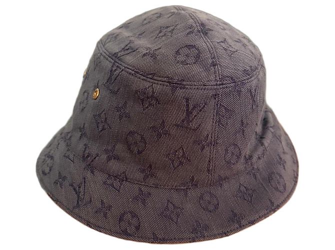 Conjunto de bucket hat e boné de basebol Monogram Louis Vuitton Areia Azul escuro