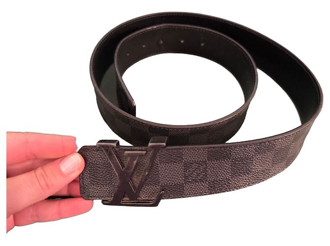 Louis Vuitton Damier Ebene LV Initiales Gürtel Dunkelbraun