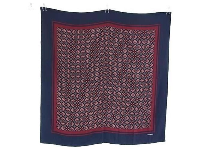 Stola in seta multicolore Chanel Blu navy 