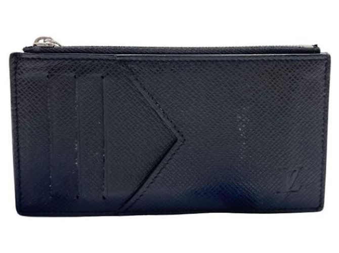 Louis Vuitton Taiga Leather Card Case Black Grey