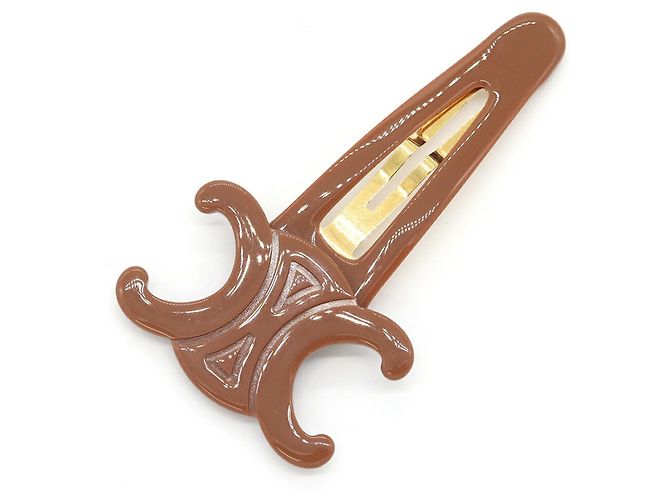 Céline Fermaglio per capelli Celine Triomphe Large Snap Marrone D'oro 