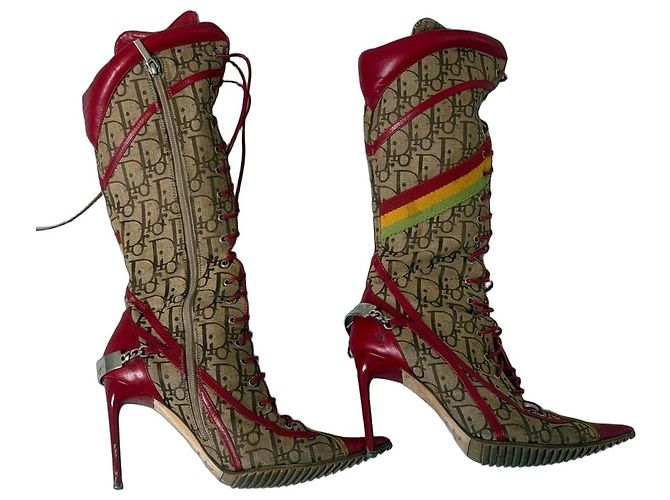 Dior Rasta Oblique Canvas and Leather Boots Multiple colors