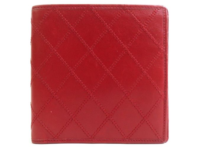 Chanel Bi-Fold Leather Wallet Red