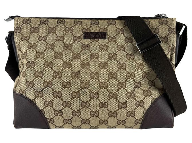 Bolsa de ombro Gucci GG Canvas e couro Marrom
