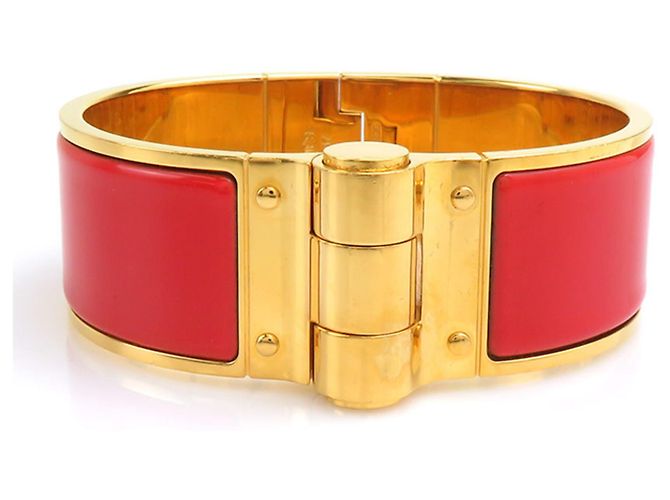 Hermès Bracelet jonc Charnière Hermes Rouge Doré 