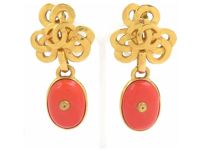 Orecchini a clip Chanel Oro e Arancione D'oro
