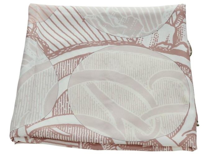 Hermès HERMES Carré 140 Sciarpa "SOITE ET POURSUITE" Seta Rosa Auth hk3779V