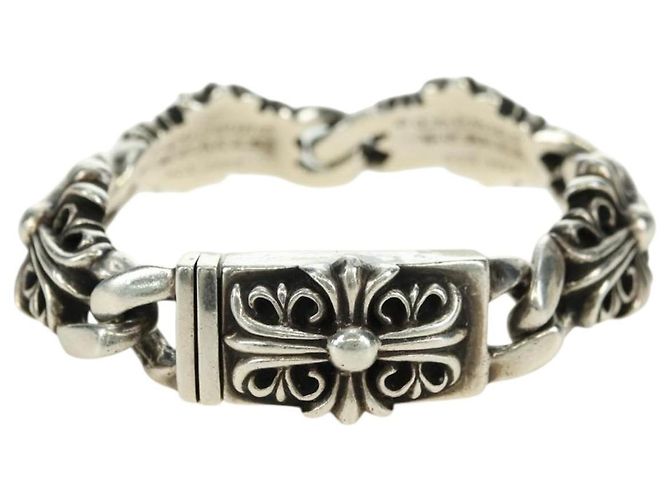 Pulseira Keeper Link ID Chrome Hearts Ag925 4 Links Silver Auth 176817SM Prata