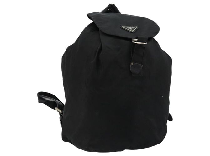 Mochila PRADA Nylon Plata Negro Auth bs34742