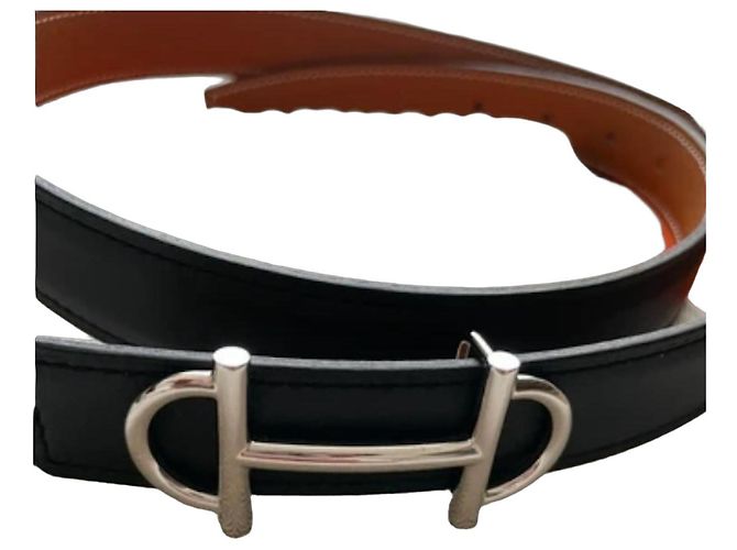 Hermès Cinto Reversível Gamma 24mm Marrom Preto