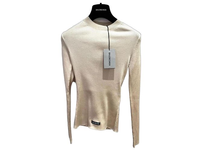 Balenciaga Rippstrickpullover - Beige