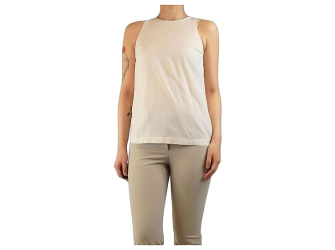 Brunello Cucinelli White monili-collar blouse - size S
