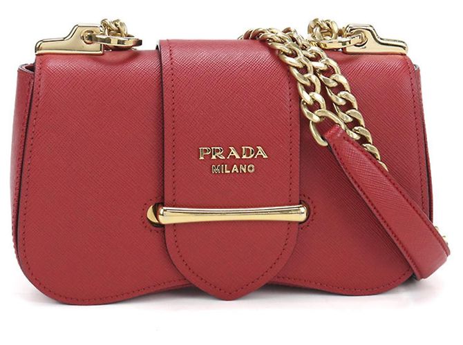 Borsa a tracolla in pelle Saffiano Prada Rosso